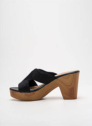 Mulete/saboți țesătură satinată toc de 7 la 9 cm negru CASSIS femme
