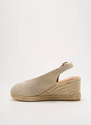 Espadrile țesătură satinată toc de 7 la 9 cm auriu MIMAO femeie