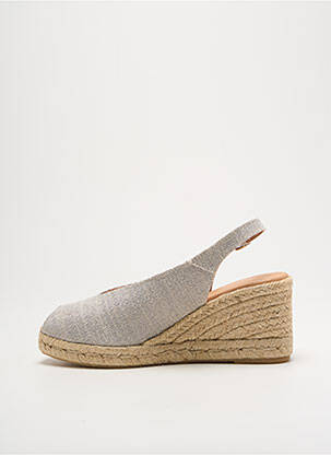 Espadrile țesătură satinată toc de 7 la 9 cm argintiu MIMAO femeie