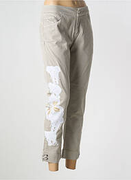 Pantalon 7/8 țesătură poplin mărime normală bej ELISA CAVALETTI femme