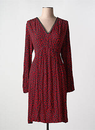 Rochie midi imprimeu fantezie mâneci lungi roșu INDIES femeie