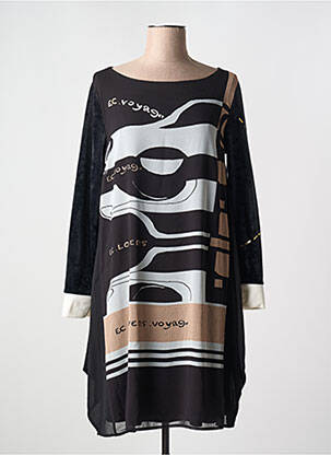 Rochie midi imprimeu fantezie mâneci lungi negru ELISA CAVALETTI femeie