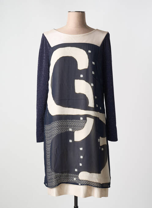 Rochie midi imprimeu fantezie mâneci lungi albastru ELISA CAVALETTI femme