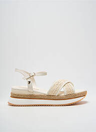 Sandale/pantofi decupați material neted toc de 4 la 6 cm bej GIOSEPPO femme