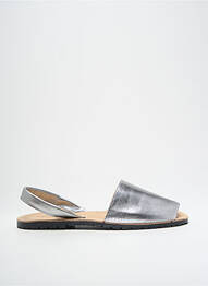 Sandale/pantofi decupați material neted toc plat până la 3 cm argintiu MENORQUINAS femme