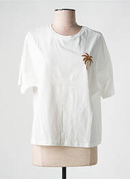 Tricou croială dreaptă mâneci scurte alb LILI SIDONIO femme