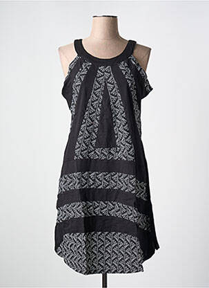 Rochie midi imprimeu fantezie fără mâneci negru BAMBOO'S femeie