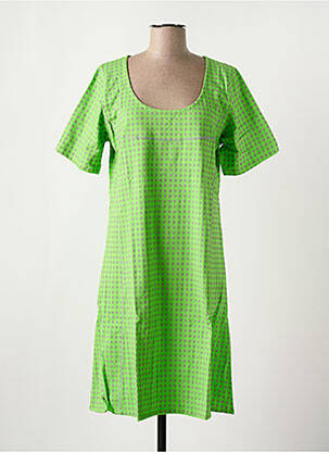 Rochie midi imprimeu fantezie mâneci scurte verde BAMBOO'S femeie