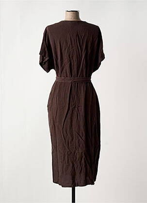 Rochie midi mâneci scurte mâneci scurte maro FRANSA femeie