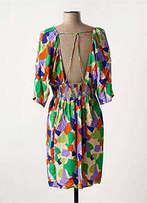 Rochie midi imprimeu fantezie mâneci scurte verde ANGE femeie