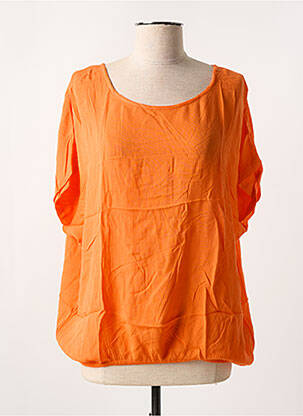 Tricou guler rotund mâneci scurte portocalie KAFFE femeie