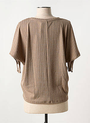 Tricou elasticitate mâneci scurte maro CREAM femeie