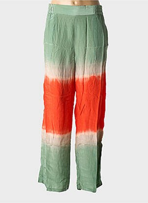 Pantalon larg țesătură poplin mărime normală verde NÜ femeie