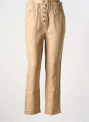 Pantalon drept talie elastică mărime normală maro C'EST BEAU LA VIE femeie