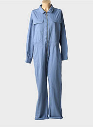 Salopetă-pantalon guler de bluză mâneci lungi albastru INSPIRATION STUDIO femme