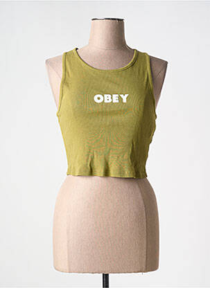 Maiou țesătură ripsată fără mâneci verde OBEY femeie