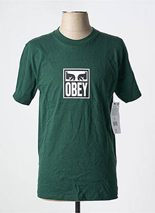 Tricou croială cambrată mâneci scurte verde OBEY bărbat