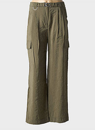 Pantalon drept țesătură poplin mărime normală verde LA PETITE FRANCAISE femeie