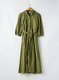 Rochie lungă croială cambrată mâneci 3/4 verde GOA femme