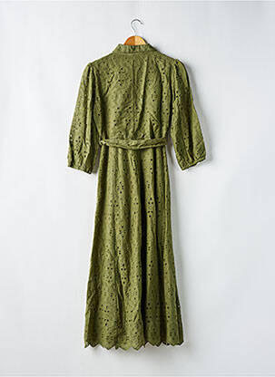 Rochie lungă țesătură poplin mâneci 3/4 verde GOA femeie