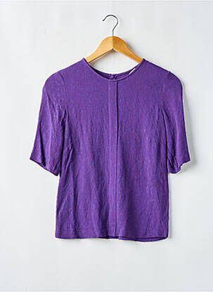 Top țesătură crep mâneci scurte violet SANDRO femeie