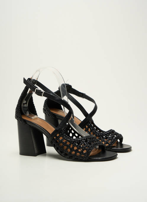 Sandale/pantofi decupați țesătură satinată toc de 7 la 9 cm negru & OTHER STORIES femme