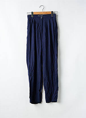 Pantalon drept țesătură poplin mărime normală albastru VINTAGE LOVE femeie
