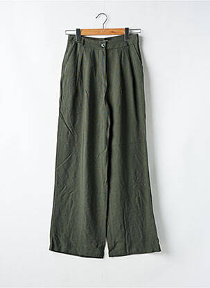 Pantalon drept închidere cu fermoar sub clapetă cu nasturi mărime normală verde VINTAGE LOVE femeie