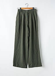 Pantalon drept închidere cu fermoar sub clapetă cu nasturi mărime normală verde VINTAGE LOVE femme