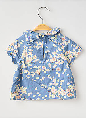 Bluză croială evazată mâneci scurte albastru PETIT BATEAU fată