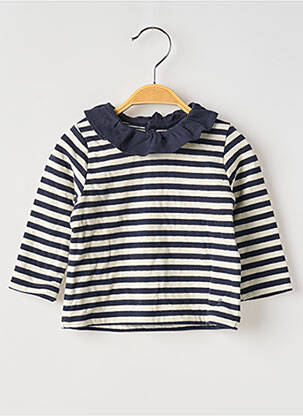 Tricou croială cambrată mâneci lungi albastru PETIT BATEAU fată