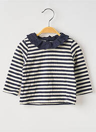 Tricou croială cambrată mâneci lungi albastru PETIT BATEAU fată
