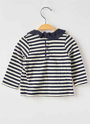 Tricou croială cambrată mâneci lungi albastru PETIT BATEAU fată