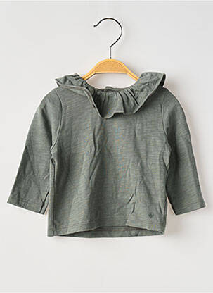 Tricou croială cambrată mâneci lungi verde PETIT BATEAU fată