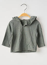 Tricou croială cambrată mâneci lungi verde PETIT BATEAU fille