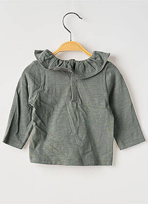 Tricou croială cambrată mâneci lungi verde PETIT BATEAU fată
