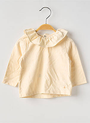 Tricou croială cambrată mâneci lungi bej PETIT BATEAU fată