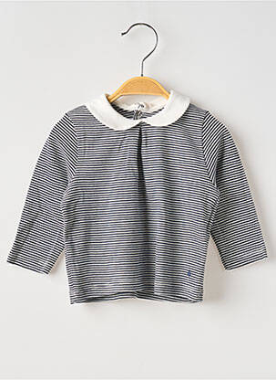 Tricou croială cambrată mâneci lungi albastru PETIT BATEAU fată