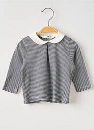 Tricou croială cambrată mâneci lungi albastru PETIT BATEAU fille