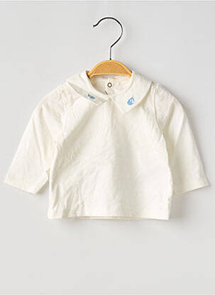 Tricou croială cambrată mâneci lungi alb PETIT BATEAU fată