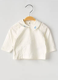 Tricou croială cambrată mâneci lungi alb PETIT BATEAU fille