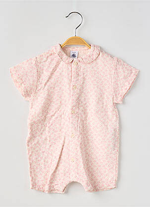 Salopetă scurtă strânsă pe partea de jos mâneci scurte roz PETIT BATEAU fată
