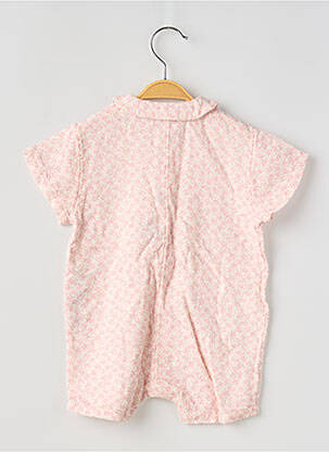 Salopetă scurtă imprimeu floral mâneci scurte roz PETIT BATEAU fată