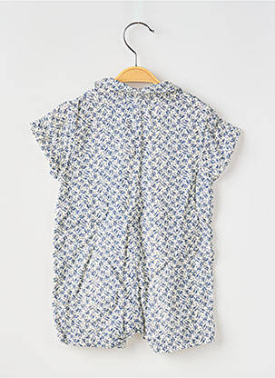 Salopetă scurtă imprimeu floral mâneci scurte albastru PETIT BATEAU fată