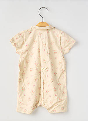 Salopetă scurtă țesătură jersey mâneci scurte bej PETIT BATEAU fată