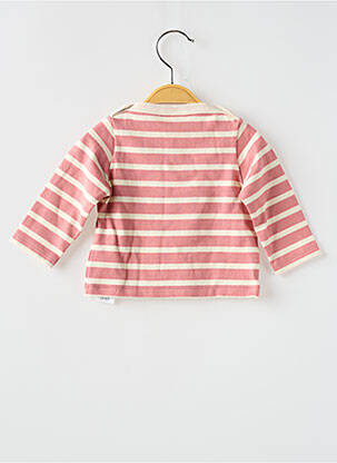Tricou croială dreaptă mâneci lungi roz PETIT BATEAU fată