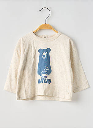 Tricou mâneci lungi mâneci lungi bej PETIT BATEAU băiat