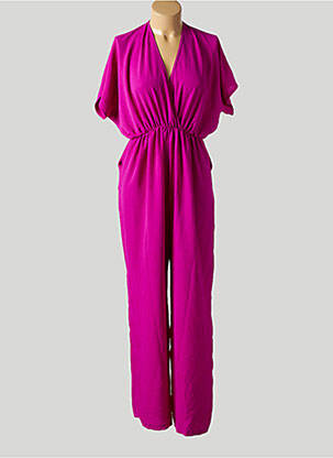 Salopetă-pantalon țesătură crep mâneci scurte violet SANS MARQUE femeie