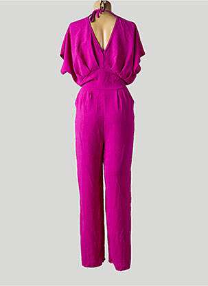 Salopetă-pantalon țesătură crep mâneci scurte violet SANS MARQUE femeie