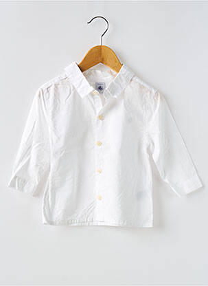 Cămașă cu mâneci lungi țesătură poplin alb PETIT BATEAU băiat
